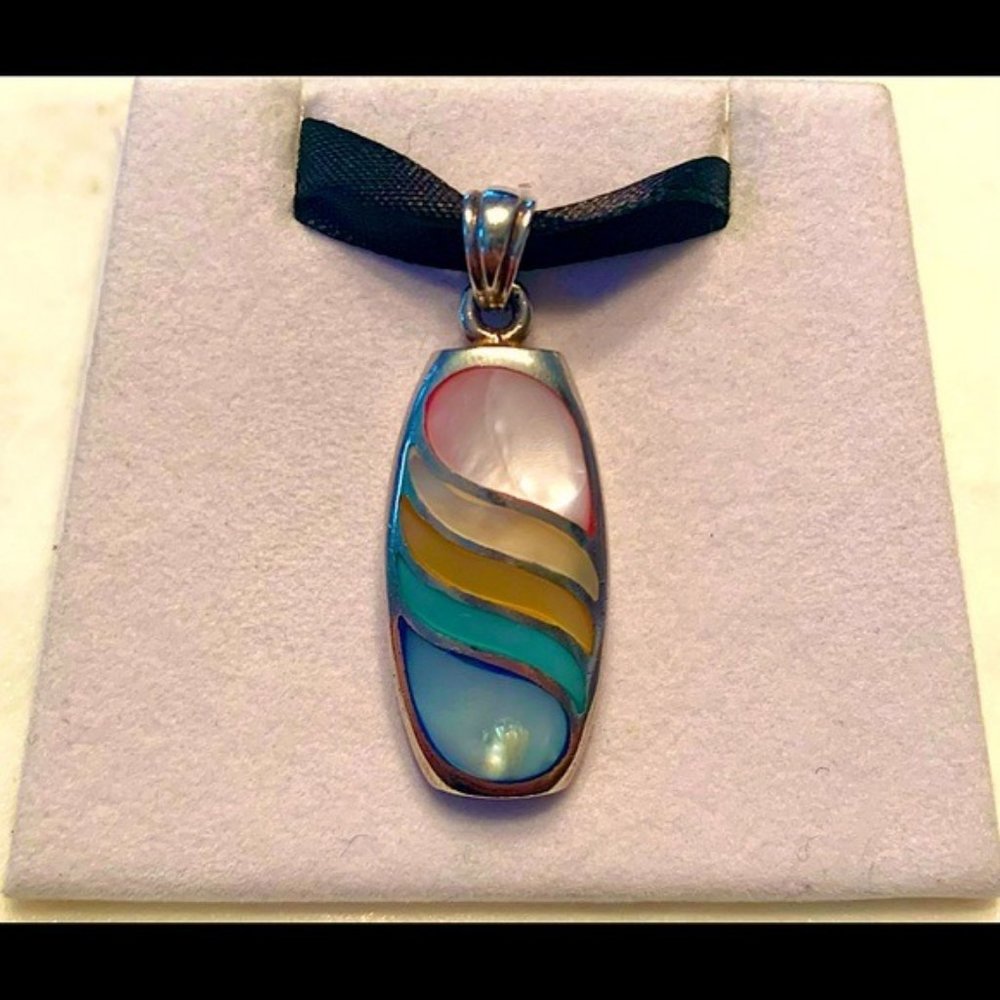 925 Sterling Silver Mother of Pearl/Pendant/Necklace Cristian Lay Made in Spain